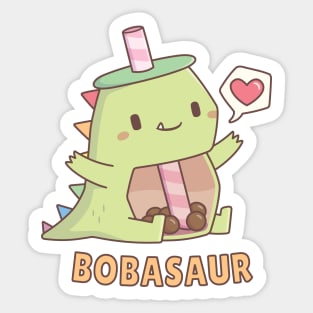 Funny Bobasaur Boba Dinosaur Pun Sticker